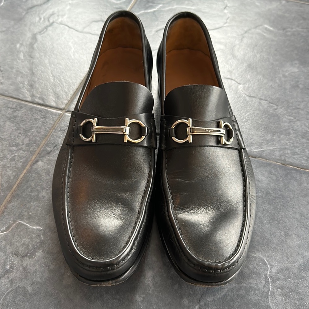 Salvatore Ferragamo black bit loafers, size 12